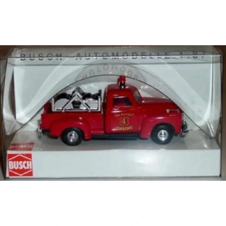 Busch 48207 HO 1:87 Chevrolet Pick-Up Mini Pumper Fire District 4 Fire Truck - Quality Trains and Accessories Galore