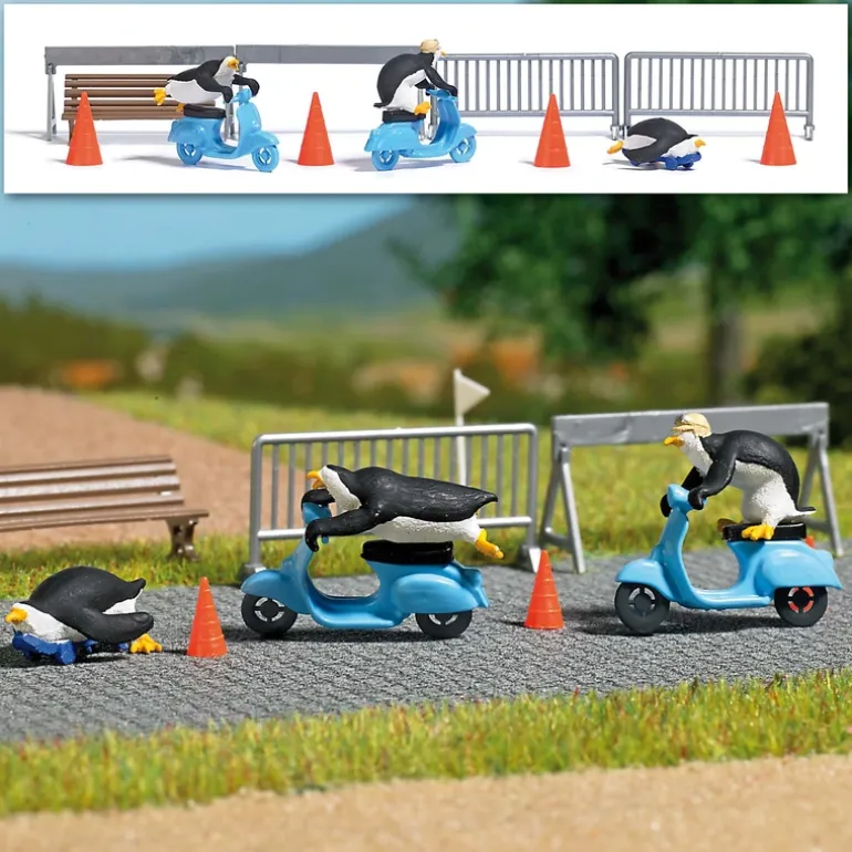 Busch 7925 HO Penguin Scooter Ride Action Set - Quality Trains and Accessories Galore