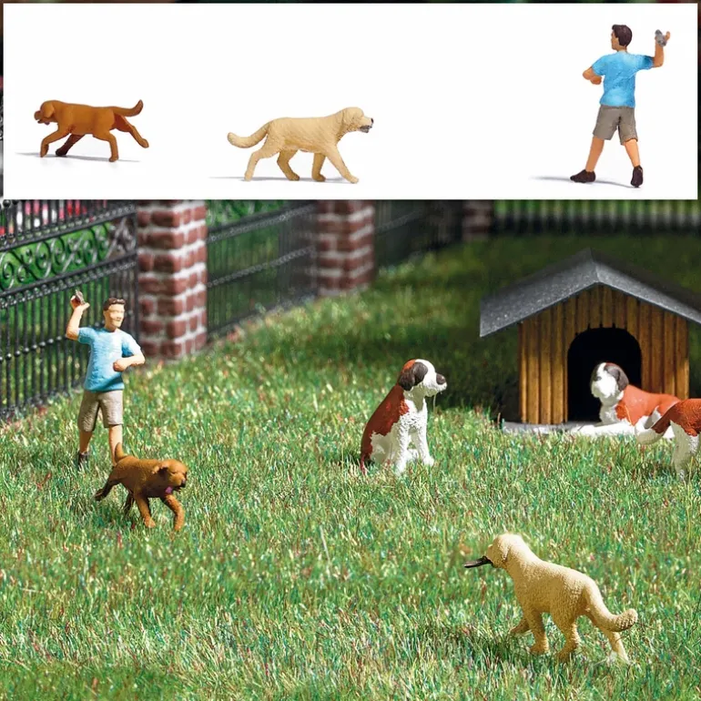 Busch 7896 HO Retrieve Game with Dogs Figure Set - Quality Trains and Accessories Galore