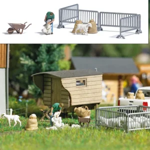Busch 7933 HO Sheep Shearing Scene Figure Set - Quality Trains and Accessories Galore
