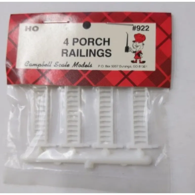 Campbell Scale Models 922 HO Porch Railings (Pack of 4) - Quality Trains and Accessories Galore