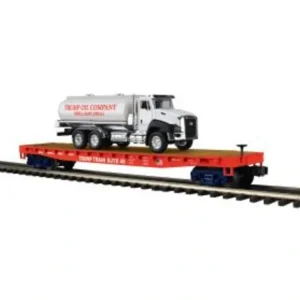 O Rolling Stock-20-95804 - Donald J. Trump Flat Car with Tanker Truck - Quality Trains and Accessories Galore