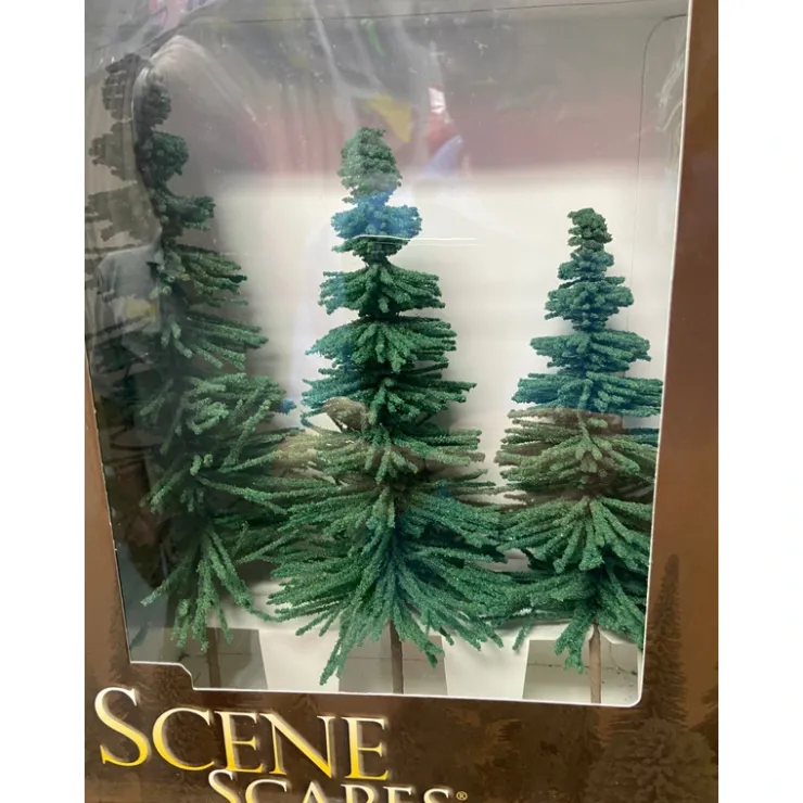 Scenery Supplies-32204 - 8" - 10" Spruce Trees 3 Pack - Quality Trains and Accessories Galore