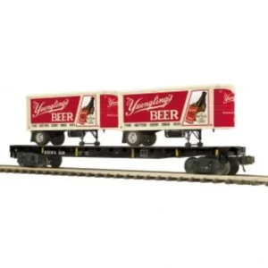 O Rolling Stock-20-95767 - Reading Blue Mountain & Northern Flat Car w/(2) PUP Trailers / Yuengling Beer - Quality Trains and Accessories Galore