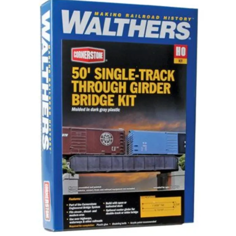 Walthers 933-4501 HO 50' Single-Track Railroad Through Girder Bridge Kit - Quality Trains and Accessories Galore> Flash Sale