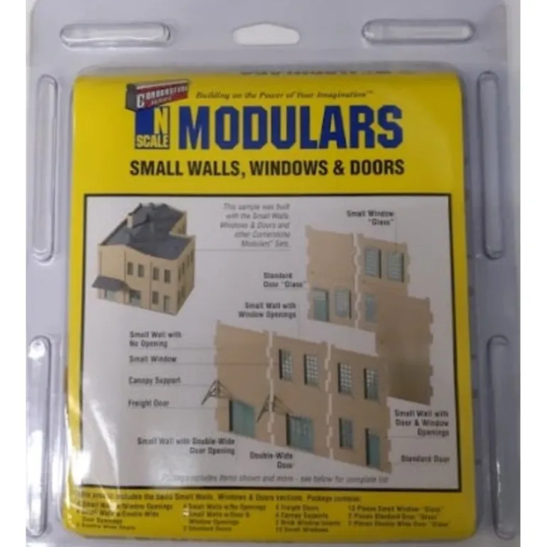 Walthers 933-3281 N Small Walls Widows & Doors Plastic Modular Kit - Quality Trains and Accessories Galore> Discount
