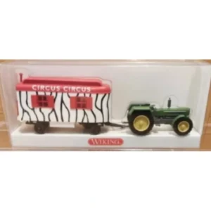 Wiking 08754034 HO John Deere Tractor W/Circus Trailer Attached - Quality Trains and Accessories Galore> Sale