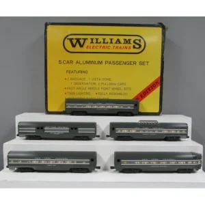 Williams 2801 O Gauge NYC Gray Smooth Side Aluminum Passenger 5-Car Set EX/Box - Quality Trains and Accessories Galore> Online